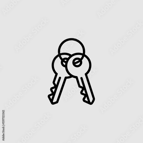 Minimalist Icon of Keys for Security and Access Representation in Simple Line Art Design.