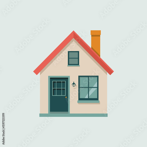 Charming Little House Illustration A Simple, Cozy Home with Gable Roof and Clean Lines