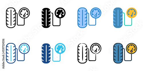 Tire pressure icon set multiple style collection 
