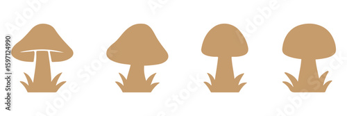 Set of mushroom silhouettes, mushrooms symbol vector icon.