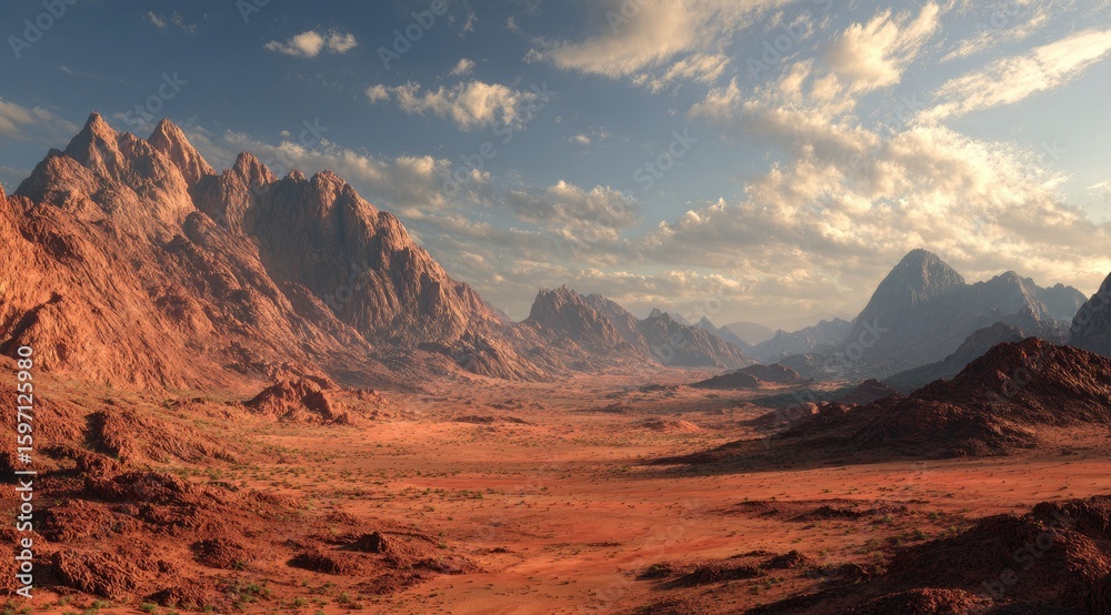 Fototapeta premium A panoramic view of a vast, arid desert landscape, 