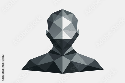 Abstract faceted human form representing digital identity and modern design in a geometric and minimalist style