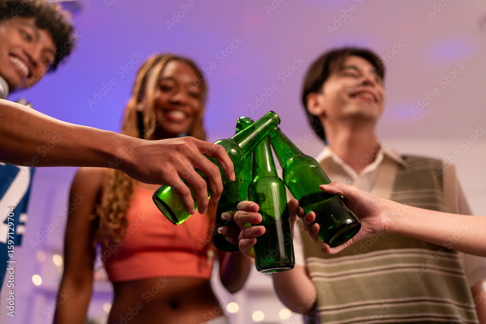 Φωτογραφία Group of diverse Generation Z friends enjoying a party in a cozy house