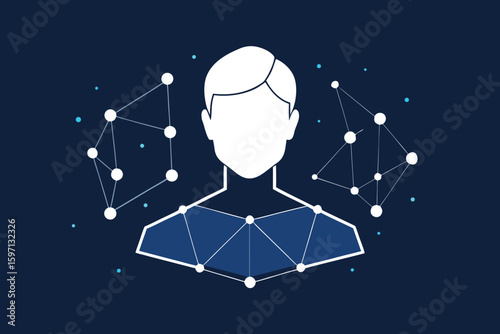 Human figure with network connections representing the digital interaction of networks and technology