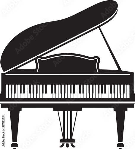Grand Piano Silhouette Expressing Artistic Elegance Musical Instrument For Performances, Classical Music, Jazz and Timeless Melodies