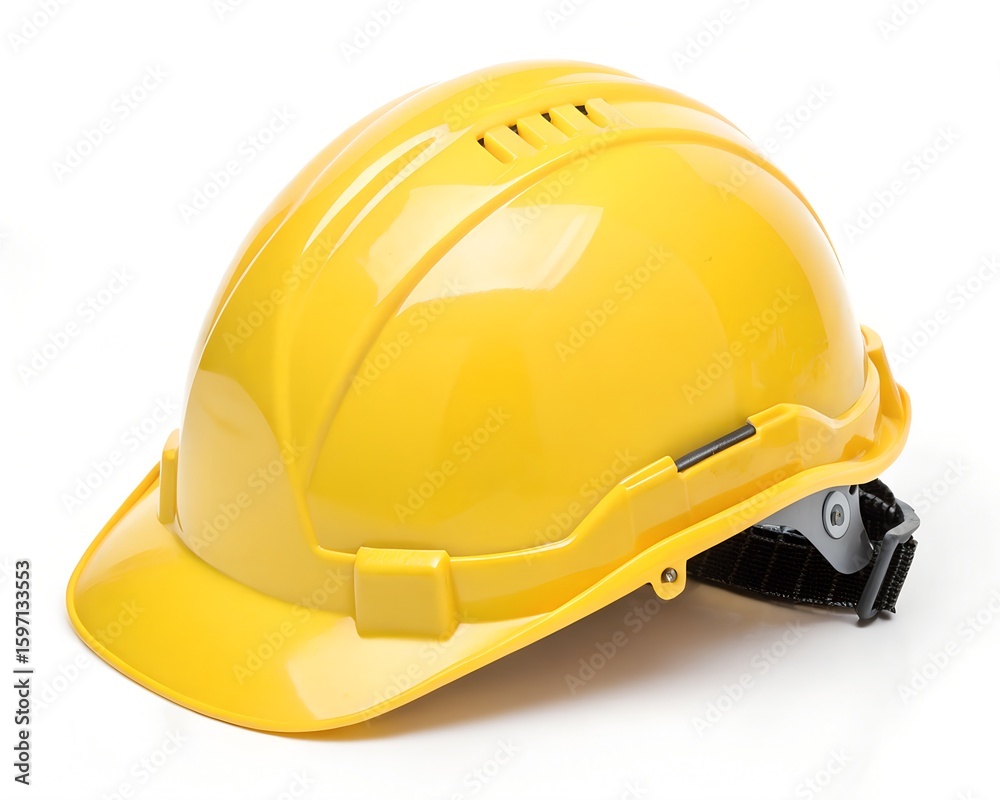 Fototapeta premium Yellow Construction Hard Hat on White Background