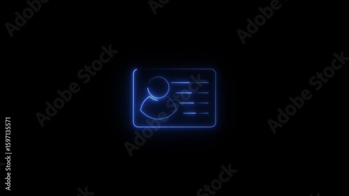 Neon National identity card animated. personal data, Driver's license motion. Glowing Personal Security Symbol.
