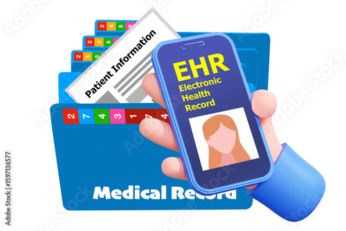 Concept of changing medical record technology to EHR.