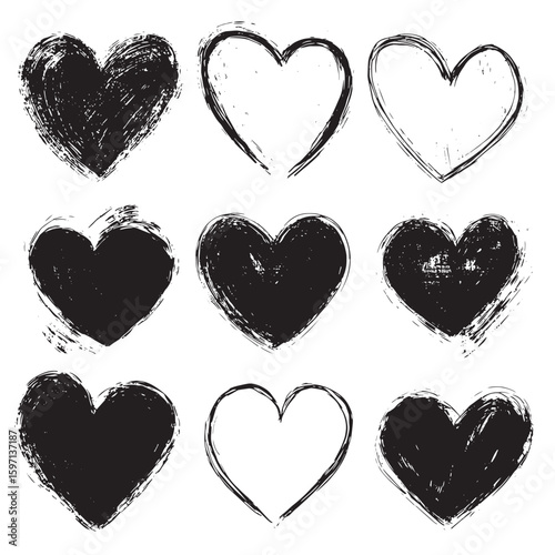 Doodle hearts drawn by hand