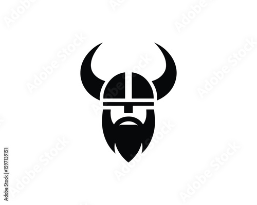 Minimalist Viking Warrior Icon with Horned Helmet
