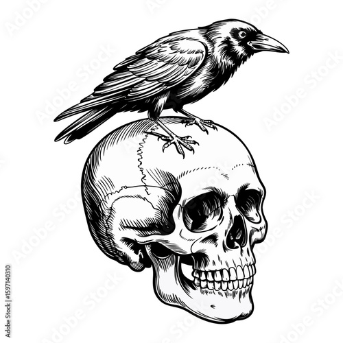 drawing of the skull, flowers with skulls tattoos, cartoon skull with Crow, drawings of a crow	