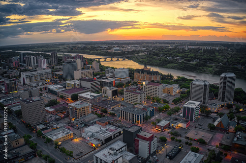 Foto Aerial View of Saskatoon, Saskatchewan during Summer