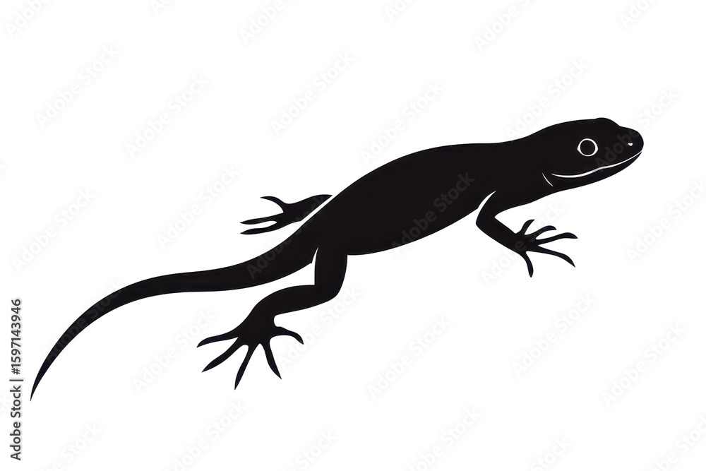 Fototapeta premium Slipping newt icon vector illustration isoleted on white background in silhouette .