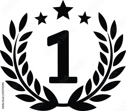Number One Laurel Wreath Silhouette