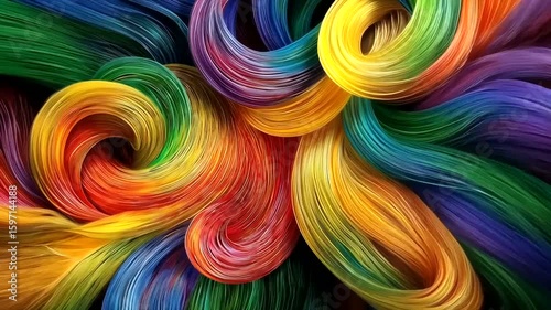 Wallpaper Mural Vibrant Flowing Rainbow Colors Swirl in Abstract Generative Art Composition 3D Animation Torontodigital.ca