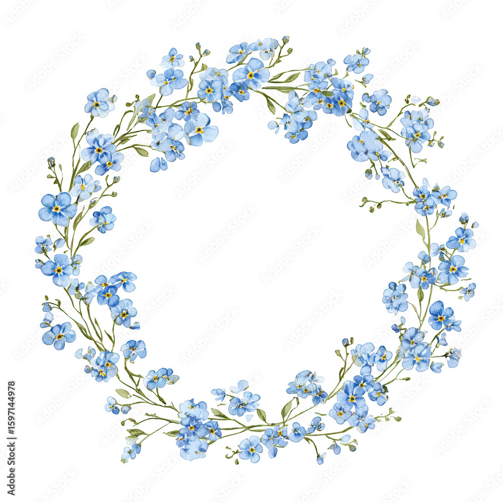 custom made wallpaper toronto digitalDelicate light blue forget-me-nots in a circular wreath