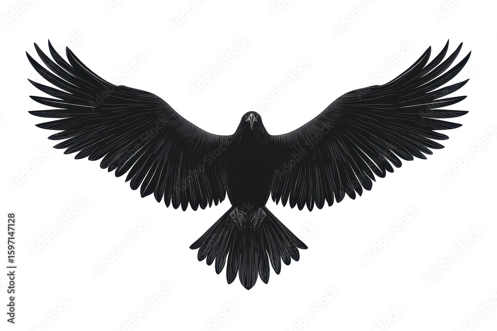 Obraz premium Soaring eagle wings wide icon vector illustration isoleted on white background in silhouette .