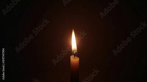 Real-time candle flame flickering in dark moody space with soft shadow