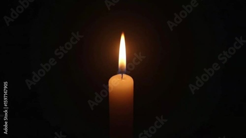 Real-time candle flame flickering in dark moody space with soft shadow