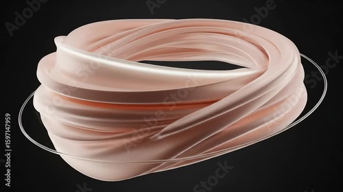 Floating Peach Silk Fabric: Slow 360 Orbit with Subtle Lighting