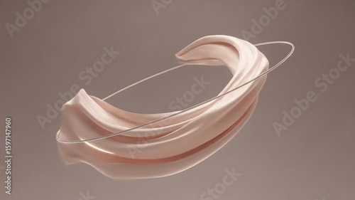 Floating Peach Silk Fabric 360 Orbit with Subtle Lighting