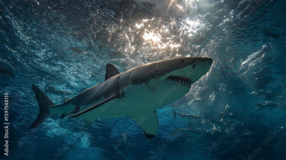 Fototapeta premium Great white shark underwater