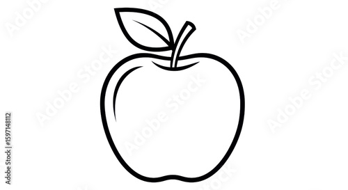 Apple fruit outline illustration on white background