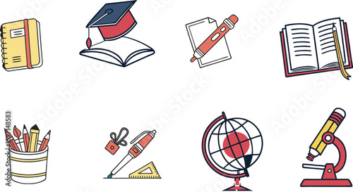 Collection of educational icons set