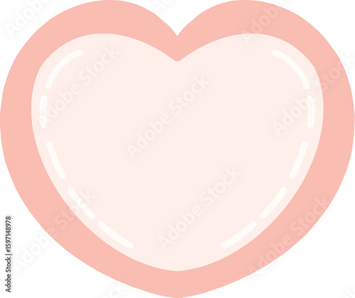 Cartoon style sweet pink heart icon on transparent background
