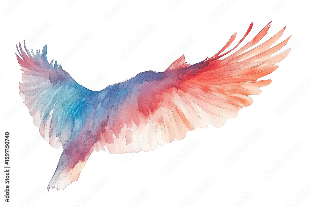 Fototapeta premium Watercolor Wings Spread with Freedom And Watercolor texture theme