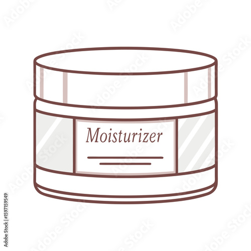 Isolated vector drawing of a moisturizer jar on a pristine white background for cosmetic design.