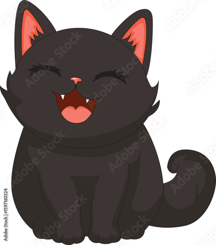 Chubby Purring Cat Cartoon Vector