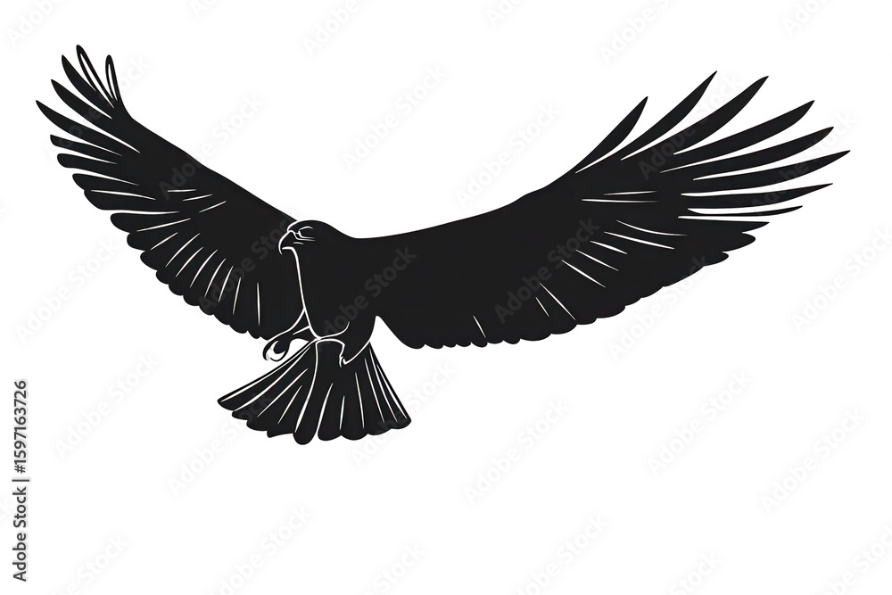 Naklejka premium Swooping kite bird icon vector illustration isoleted on white background in silhouette .
