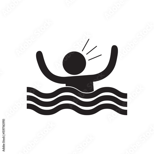 drowning person flat icon vector