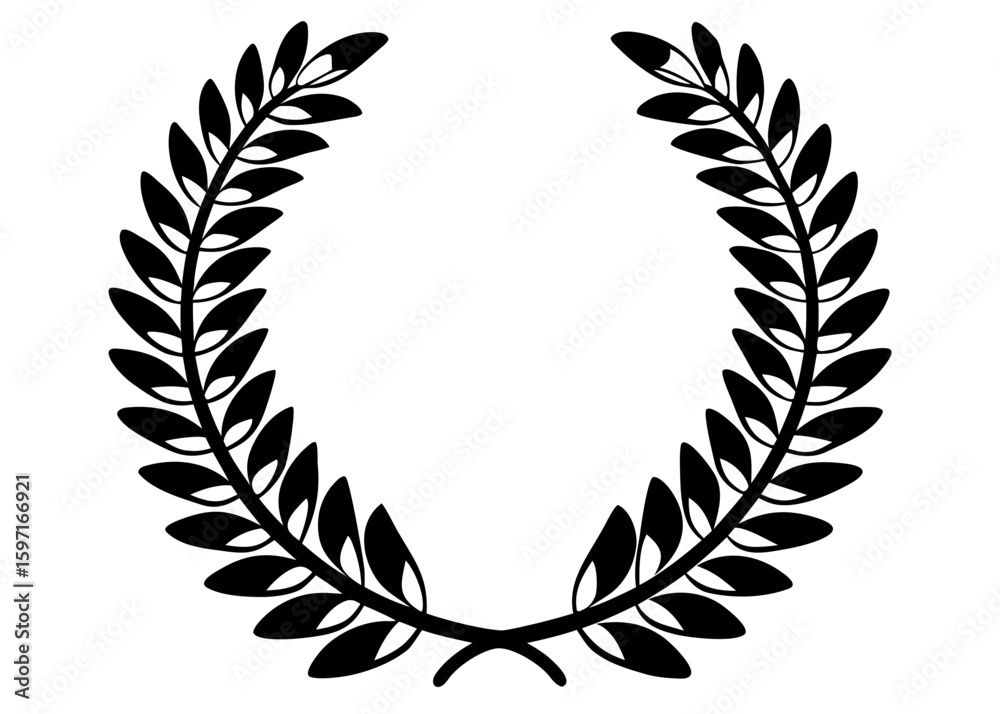 Classic Laurel Wreath Illustration - Black and White Victory Symbol Classic Laurel Wreath Illustration - Black and White Victory Symbol