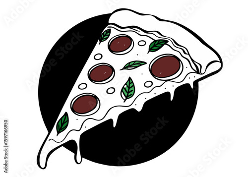 Delicious Pizza Slice Illustration for Food and Restaurant