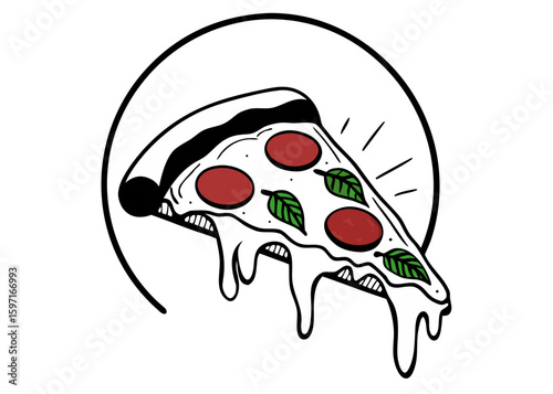 Delicious Pizza Slice Illustration for Food and Restaurant