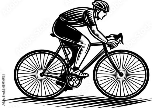 Dynamic Cyclist Illustration for Biking and Nature Trails