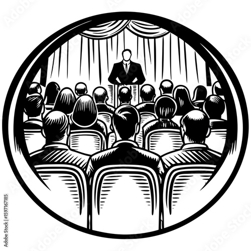Speaker at Podium Illustration for Events and Public Speaking