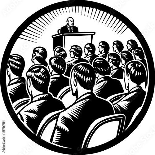 Speaker at Podium Illustration for Events and Public Speaking
