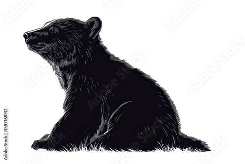 Tumbling polar bear cub icon vector illustration isoleted on white background in silhouette .