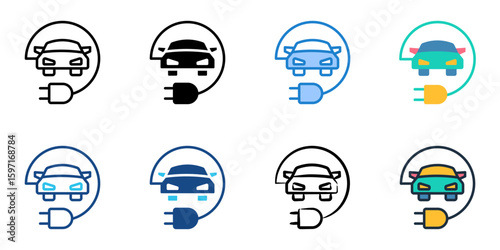 Car charger icon set multiple style collection 
