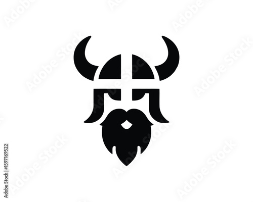 Bold Viking Warrior Icon with Horned Helmet for Modern
