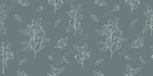 pattern with blueberries drawn in cartoon style