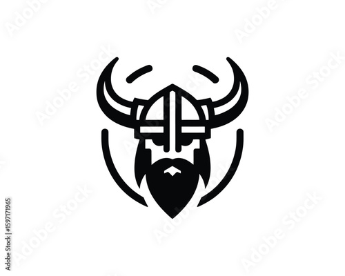 Bold Viking Warrior Icon in Modern Vector Style