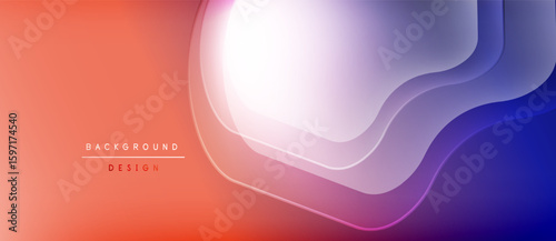 Abstract flowing shapes, vibrant colors blend. Gradient transitions create dynamic visual effect. Modern design element for backgrounds.