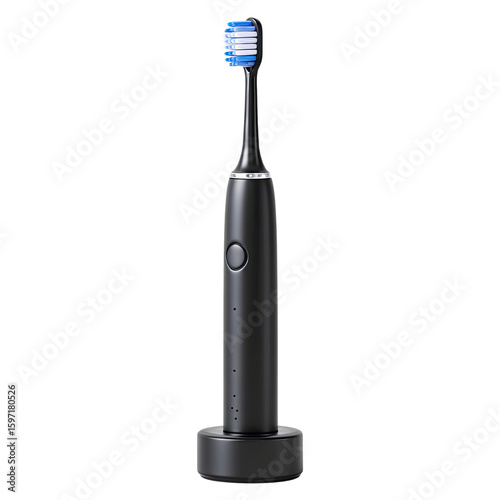 Modern Black Electric Toothbrush on Charging Stand
