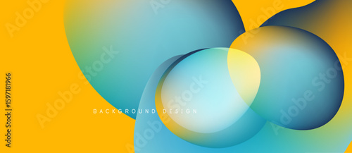 Abstract colorful design features overlapping circles, gradients. Yellow, blue, green hues create modern visual effect. Simple, clean.