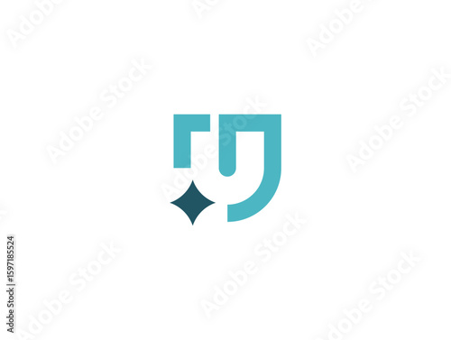 clean letter U and shield or Shied U with star logo concept vector icon