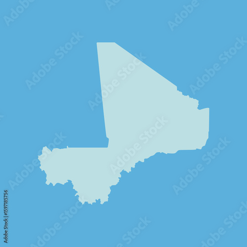 mali map design vector illustration on blue background. minimalist and clean geographic map of mali